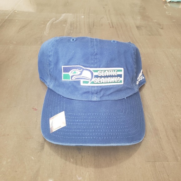 VTG Seattle Seahawks Hat Cap Strap Back Mens OS Blue Gray NFL Football Adidas - Picture 1 of 8